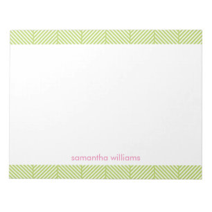 Stylish Green Herringbone Pattern Notepad