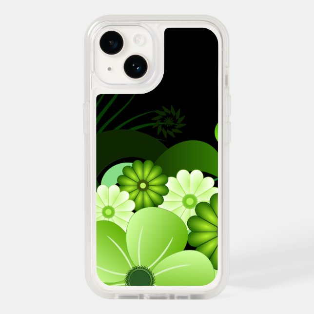 Stylish Green Hibiscus Flowers Otterbox iPhone Case (Back)