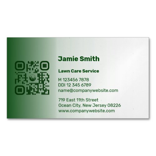 Stylish Green Lawn Care Business Card Magnet