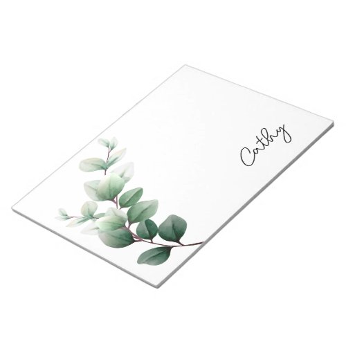 Stylish Green Leaf Name Notepad