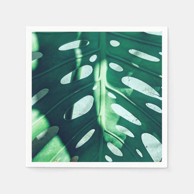 Stylish Green Leaf Palm Tree Paper Napkin (Front)