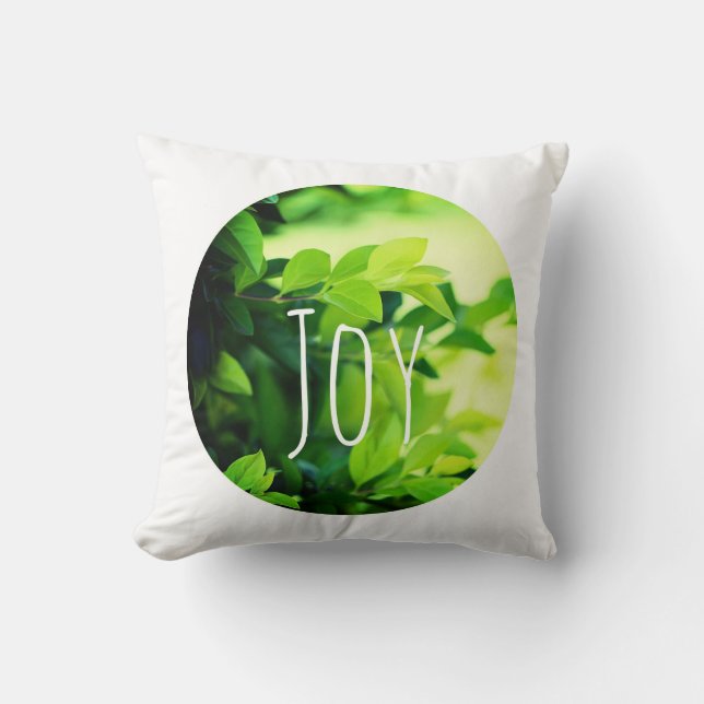 Stylish Green Leaves Minimalism Joy Cushion Pillow (Front)