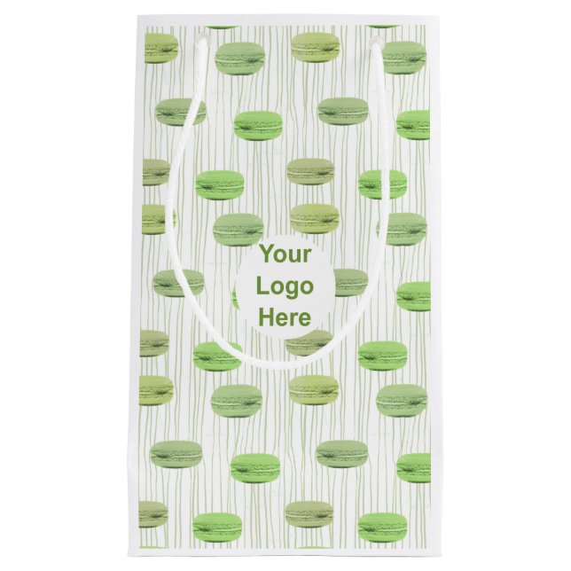 Stylish green macarons pastry personalized small gift bag (Front)