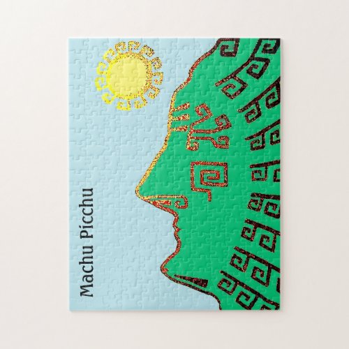 Stylish Green Machu Picchu Mountain  Sun Jigsaw Puzzle