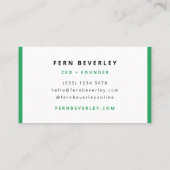 Stylish Green Modern Minimalist Clean Simple Business Card (Back)
