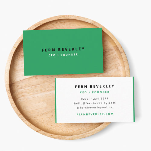 Stylish Green Modern Minimalist Clean Simple Business Card