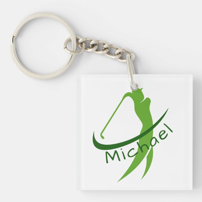 Stylish Green Named Swing Father's Day Keychain (Front)