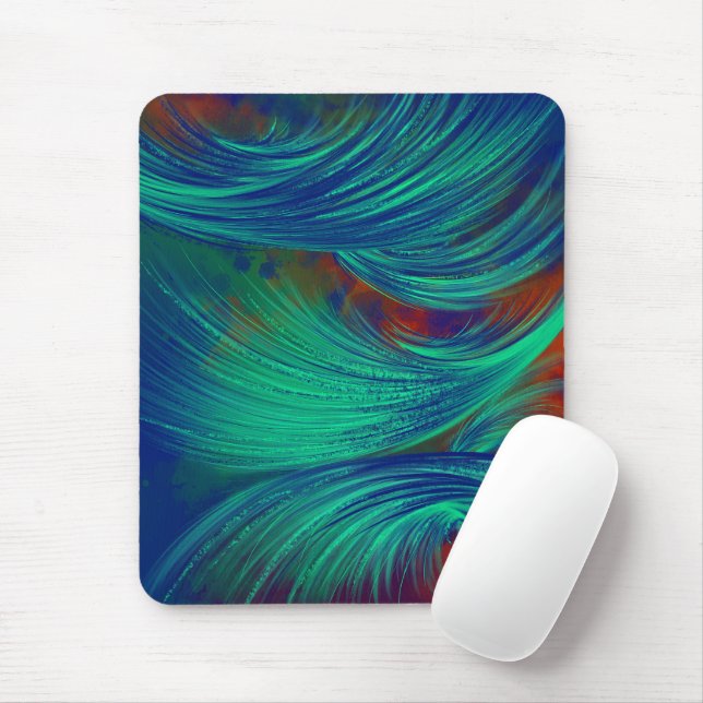 Stylish green navy  Abstract Feathers Mouse Pad (With Mouse)