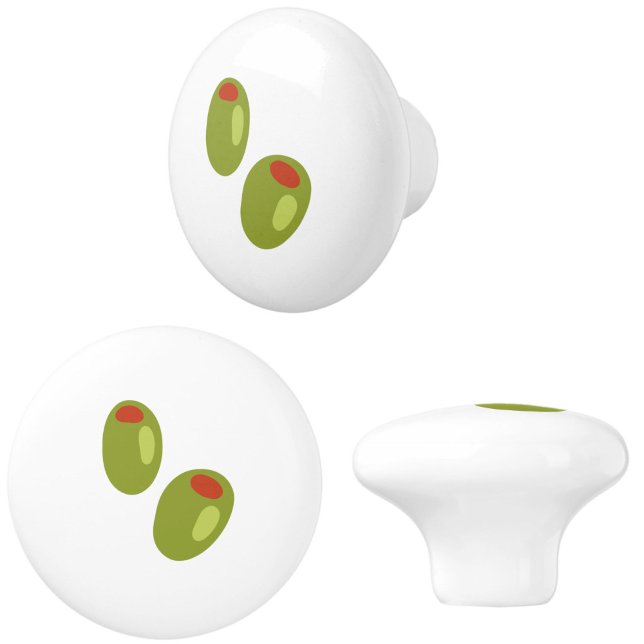 Stylish Green Olive on White Drawer Cupboard Ceramic Knob (Stylish, elegant green olive on white ceramic knobs, for kitchen, bar or drawers/furniture!)