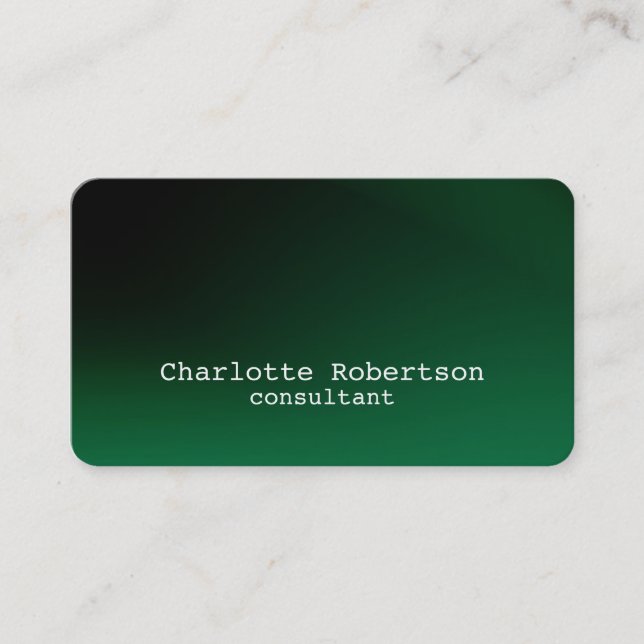 Stylish Green Plain Creative Modern Consultant Business Card (Front)