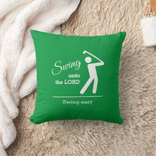 Stylish Green SWING UNTO THE LORD Christian Golf Throw Pillow