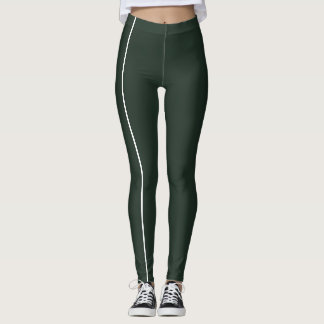 Stylish Green Toned Monochrome Thin Lines Leggings