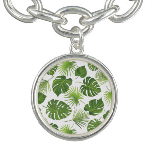 Stylish Green Tropical Leaves Pattern Bracelet