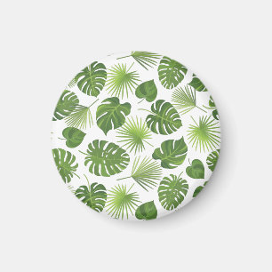 Stylish Green Tropical Leaves Pattern Magnet