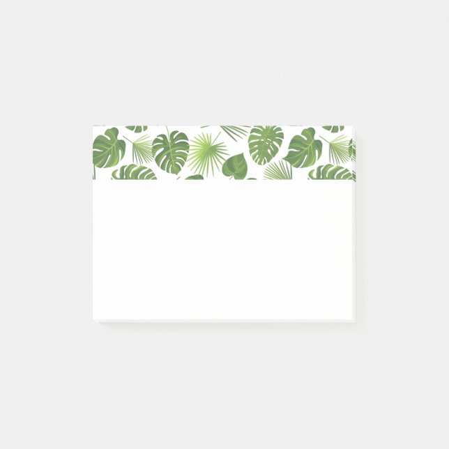 Stylish Green Tropical Leaves Pattern Post-it Notes (Front)