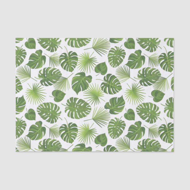 Stylish Green Tropical Leaves Pattern Tissue Paper (Front)