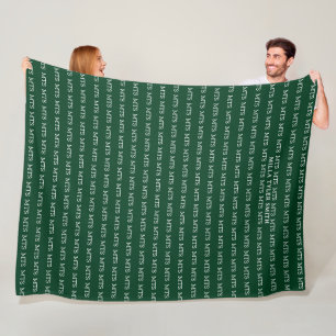 Stylish green typography pattern of initials fleece blanket