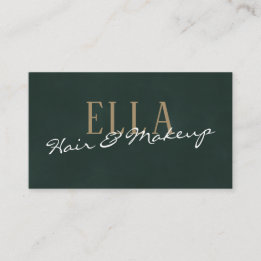 Stylish Green Watercolor Hair Makeup Business Card