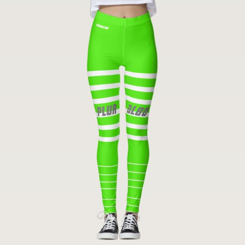 Stylish green white monogrammed workout leggings