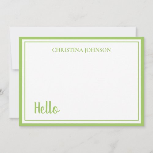 Stylish Green with Name Flat Note Card