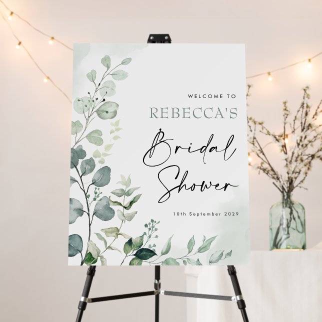 Stylish Greenery Eucalyptus Bridal Shower Welcome Foam Board (In Situ (Stand))