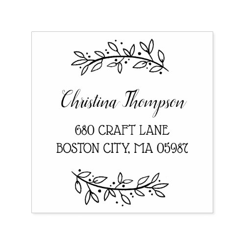 Stylish Greenery Return Address Self_inking Stamp