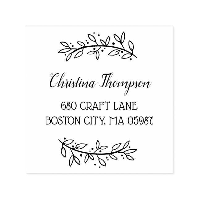 Stylish Greenery Return Address Self-inking Stamp (Design)