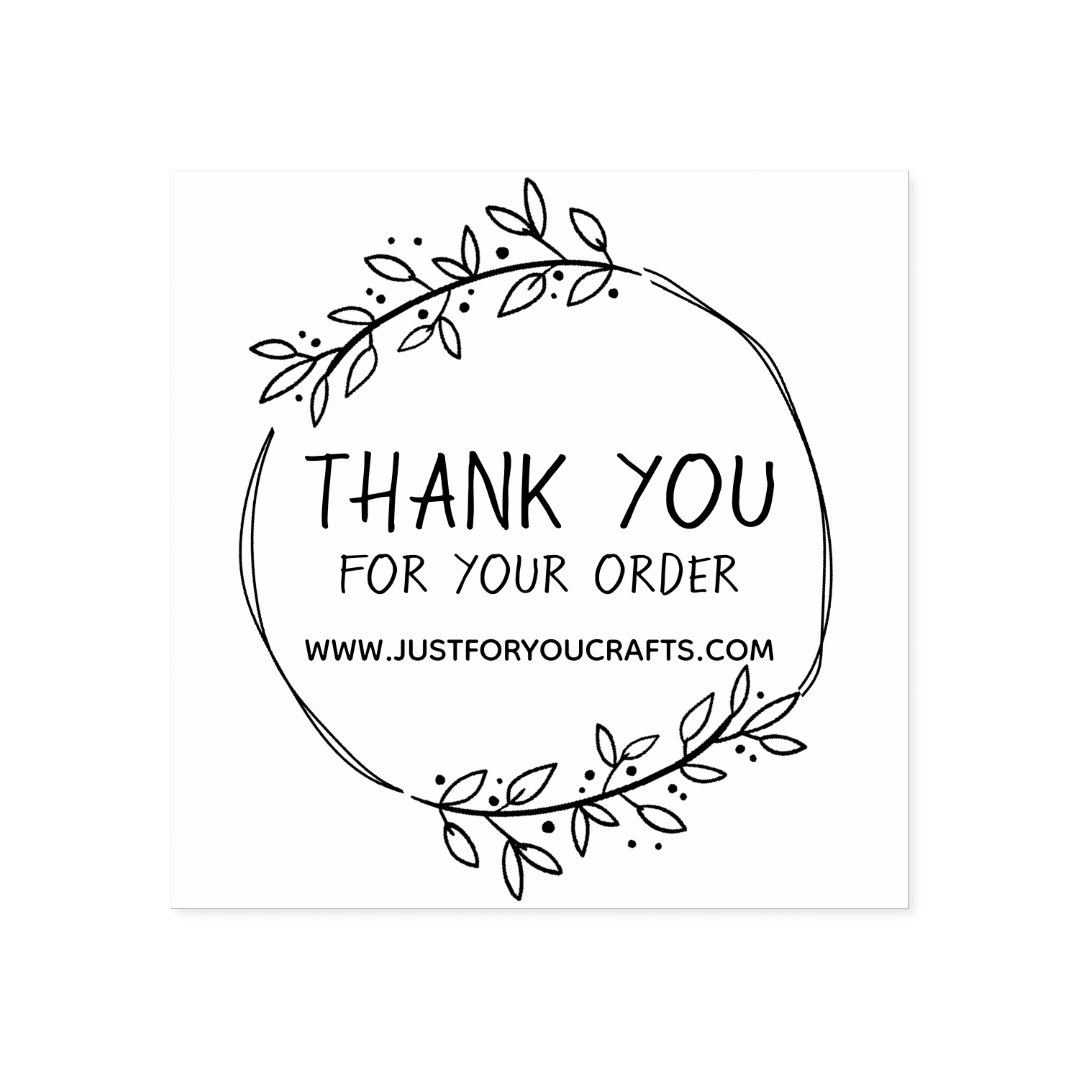 Stylish Greenery Thank You For Your Order Rubber Stamp | Zazzle