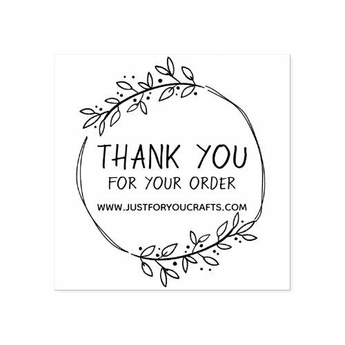 Stylish Greenery Thank You For Your Order Rubber Stamp