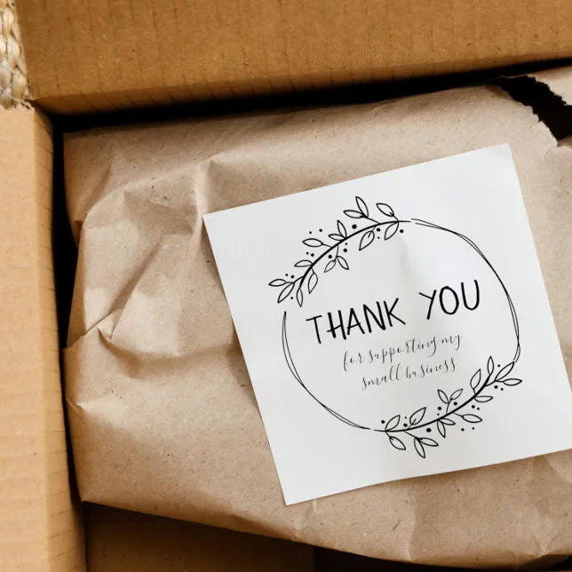 Stylish Greenery Thank You Rubber Stamp | Zazzle