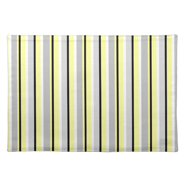 Stylish Grey and Yellow Striped Cloth Placemat (Front)