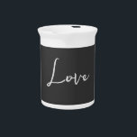 Stylish Grey Background Love Wedding Beverage Pitcher<br><div class="desc">You can easily change the fonts and colors. You can also add your logo and the background image as you like.</div>