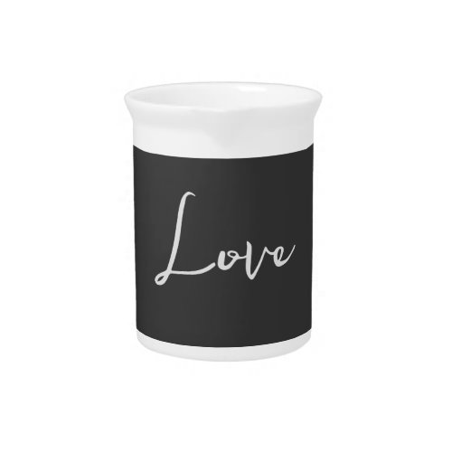 Stylish Grey Background Love Wedding Beverage Pitcher