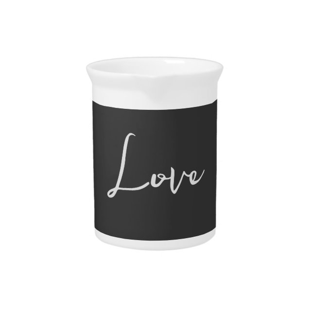 Stylish Grey Background Love Wedding Beverage Pitcher (Front)