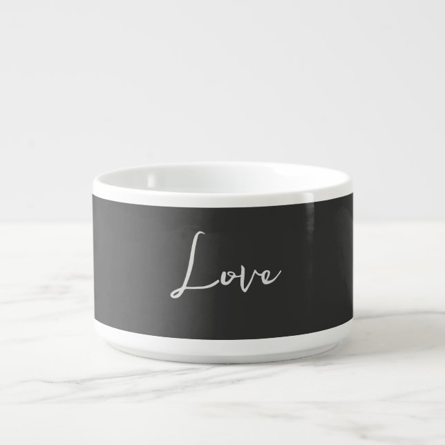 Stylish Grey Background Love Wedding Bowl (Center)