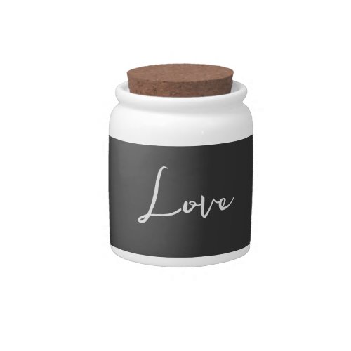 Stylish Grey Background Love Wedding Candy Jar