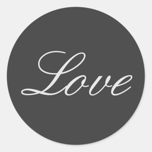 Stylish Grey Background Love Wedding Classic Round Sticker