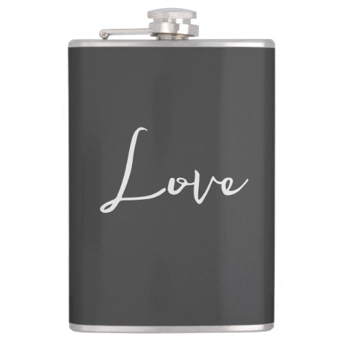 Stylish Grey Background Love Wedding Flask