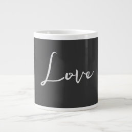 Stylish Grey Background Love Wedding Giant Coffee Mug