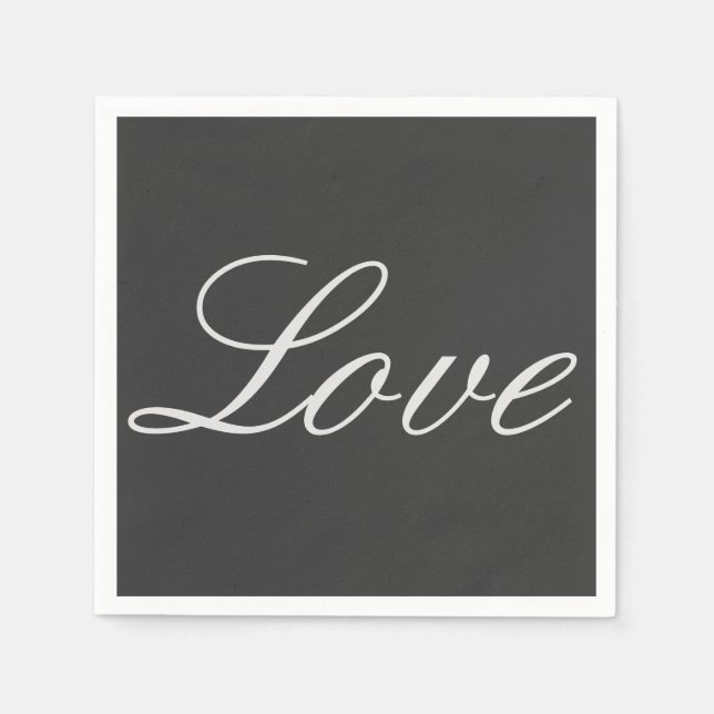 Stylish Grey Background Love Wedding Napkins (Front)