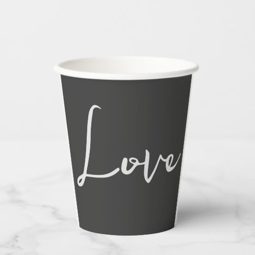 Stylish Grey Background Love Wedding Paper Cups