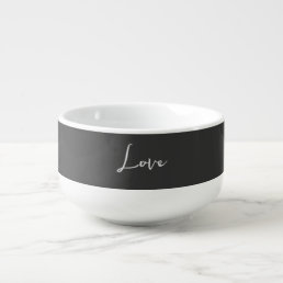 Stylish Grey Background Love Wedding Soup Mug