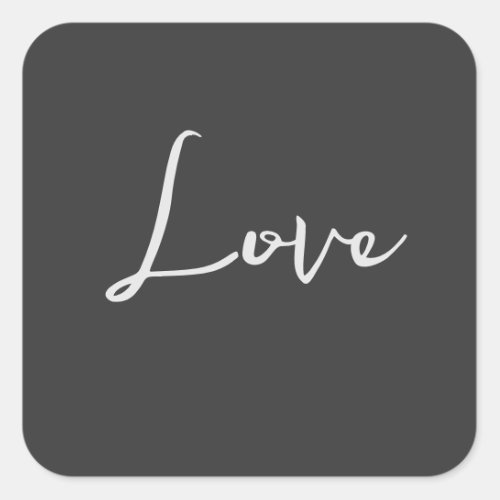 Stylish Grey Background Love Wedding Square Sticker