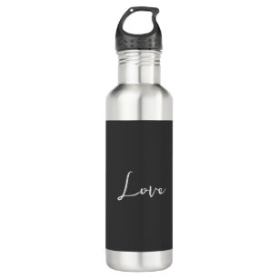 Stylish Grey Background Love Wedding Stainless Steel Water Bottle