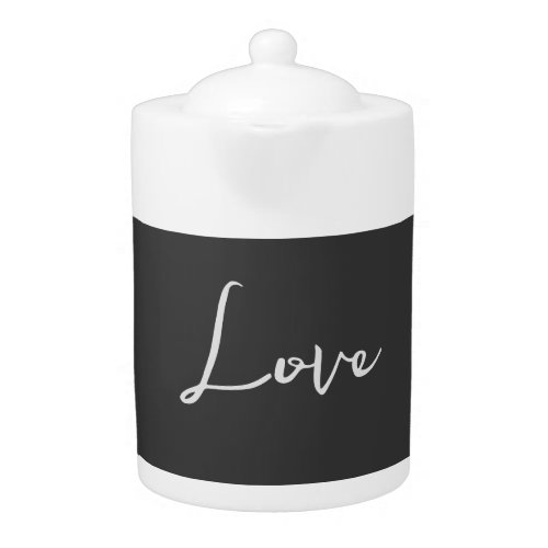 Stylish Grey Background Love Wedding Teapot