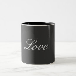 Stylish Grey Background Love Wedding Two-Tone Coffee Mug