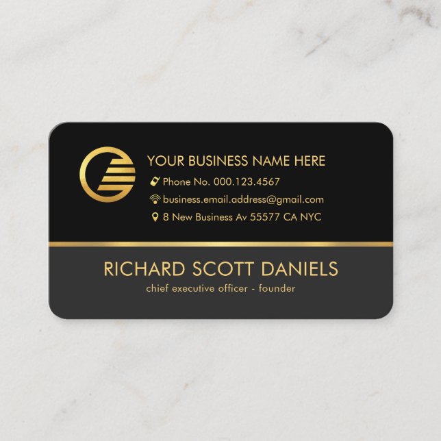 Stylish Grey Black CEO Layers Business Owner Card (Front)