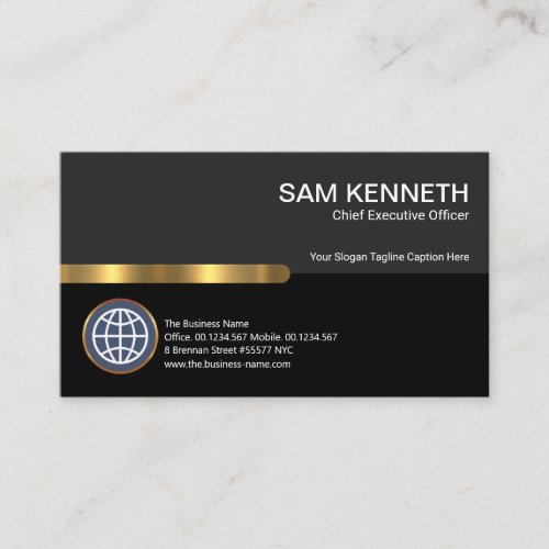 Stylish Grey Black Columns Gold Stripe CEO Founder Business Card