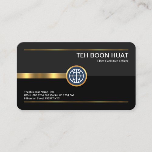Stylish Grey Black Layers Gold Stripe Consultant Business Card