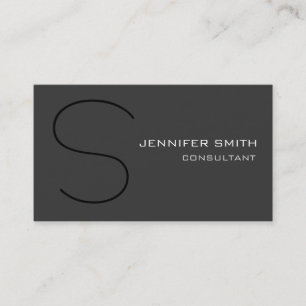 Stylish Grey Black Monogram Standard Business Card